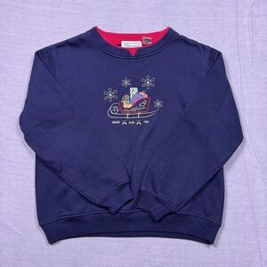Shenanigans Womens Size S Navy Blue‎ Sleigh Bells Ring Christmas Sweatshirt